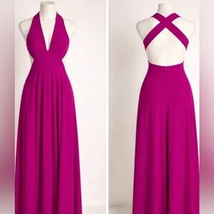 New with tags Fuchsia Cross-Back and cutout Maxi Dress